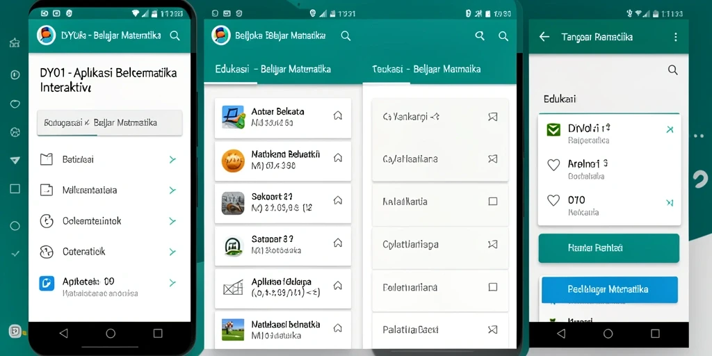 Antarmuka aplikasi DY01 yang ramah pengguna untuk belajar matematika.
