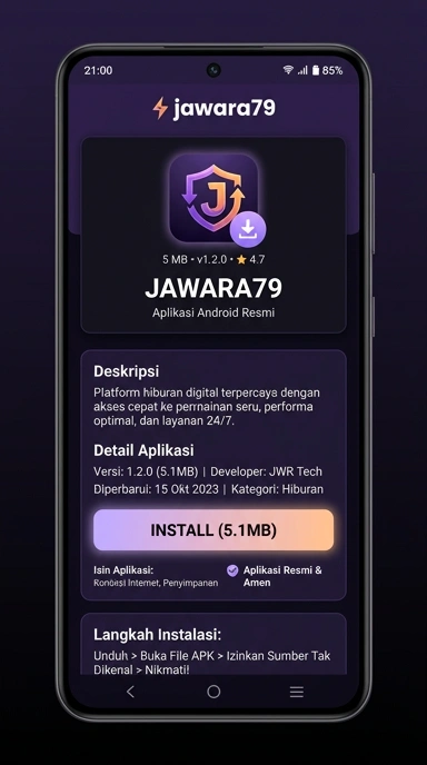 Tampilan halaman APK jawara79